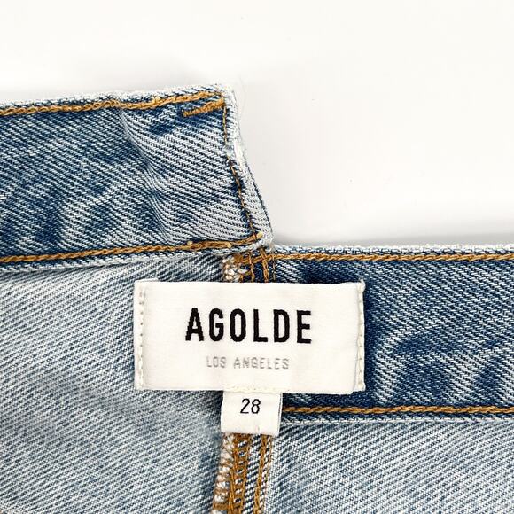 AGOLDE Criss Cross Denim Shorts Women’s Size 28 Symbol Wash High Rise - Picture 3 of 5